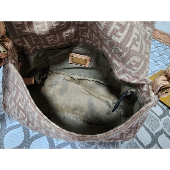 Fendi Vintage Zucchino Canvas Mini Baguette Shoulder Bag Beige/Pink - Picture 15 of 15